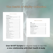 Load image into Gallery viewer, Table of contents for &#39;The Health &amp; Vitality Collection&#39; with a blurred background